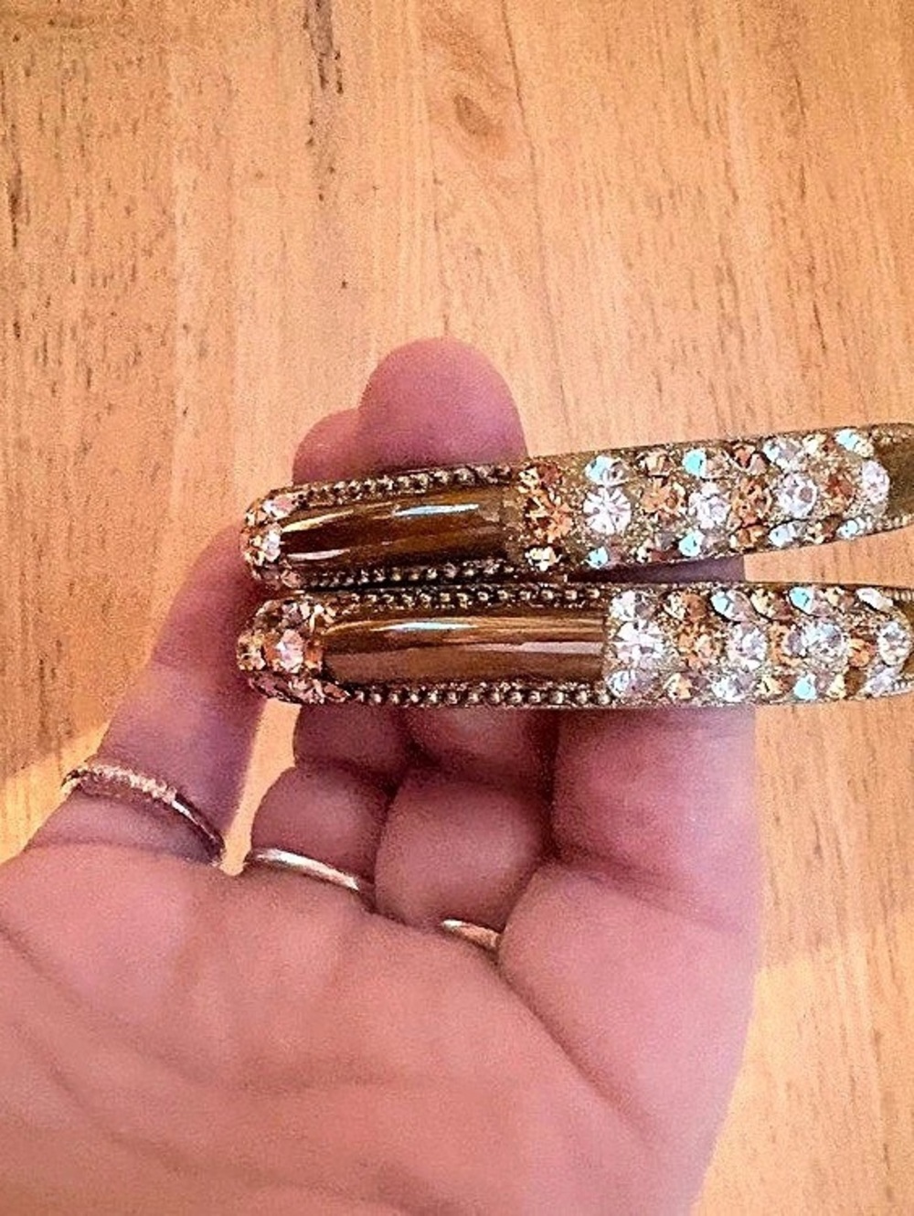 Rhinestone Bangle Bracelet Set in Silver & Gold Like New